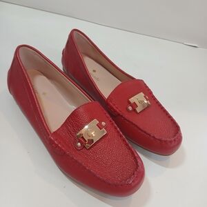 Kate Spade NWOT Red Leather Loafers SIZE 8.5M